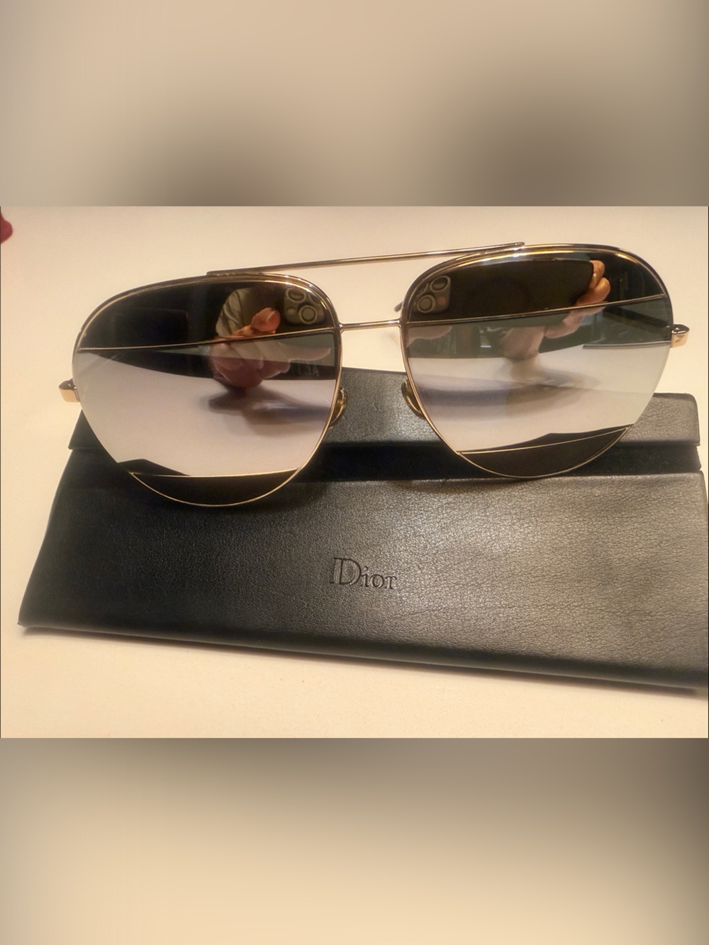 Dior Women’s Gold Frame Sunglasses with Silver Mirrored Lenses